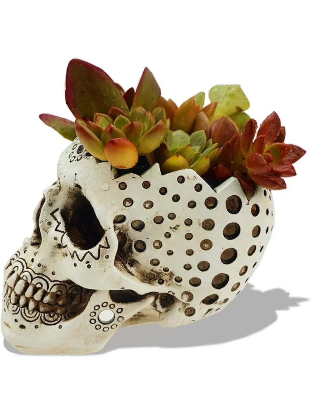 Gothic Skull Candle Holder & Planter - 5.9” Decorative Gift for Home Decor